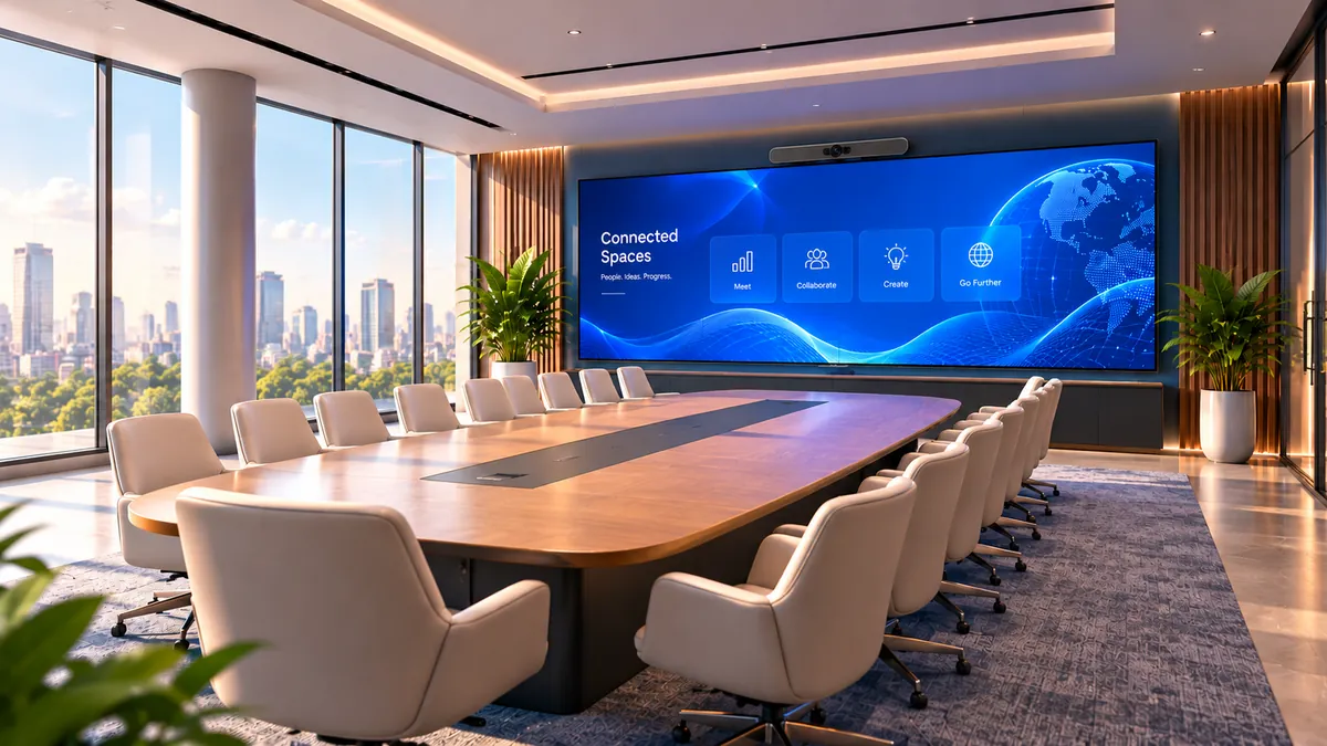 LED video wall in a large boardroom